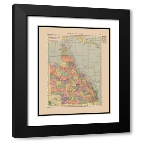 Queensland Australia - Hammond 1910 Black Modern Wood Framed Art Print with Double Matting by Hammond