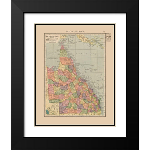Queensland Australia - Hammond 1910 Black Modern Wood Framed Art Print with Double Matting by Hammond