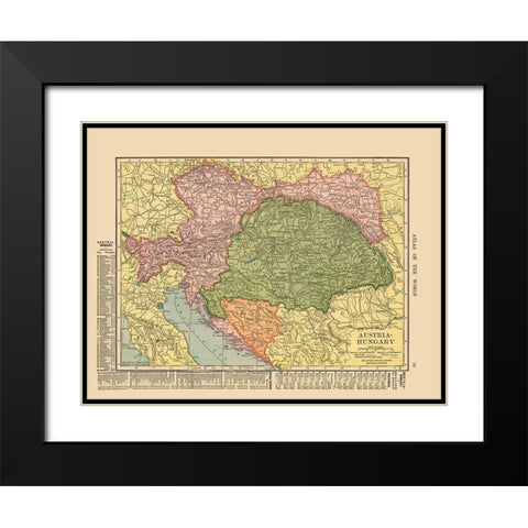 Austria Hungary - Hammond 1910 Black Modern Wood Framed Art Print with Double Matting by Hammond