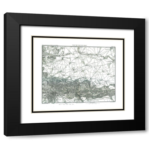 Lobau Austria - Thiers 1866 Black Modern Wood Framed Art Print with Double Matting by Thiers