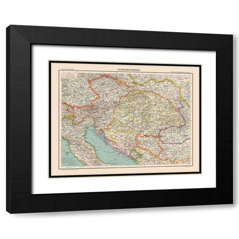 Austro Hungarian Empire - Schrader 1908 Black Modern Wood Framed Art Print with Double Matting by Schrader