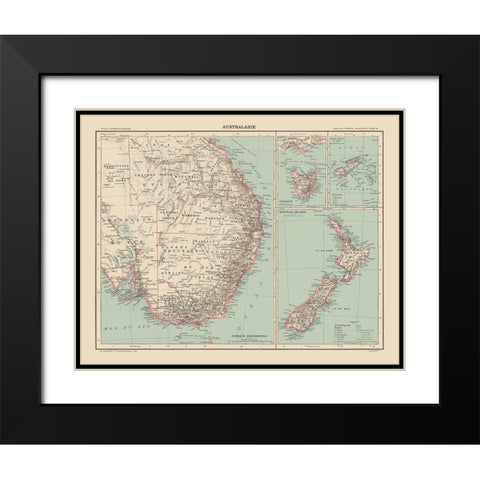 South East Australia - Schrader 1908 Black Modern Wood Framed Art Print with Double Matting by Schrader