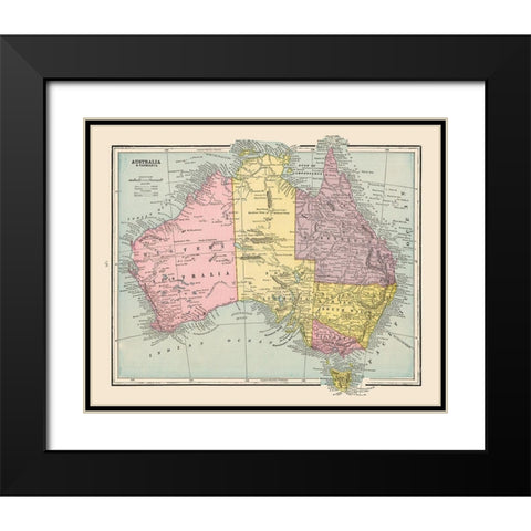 Australia Tasmania - Cram 1892 Black Modern Wood Framed Art Print with Double Matting by Cram