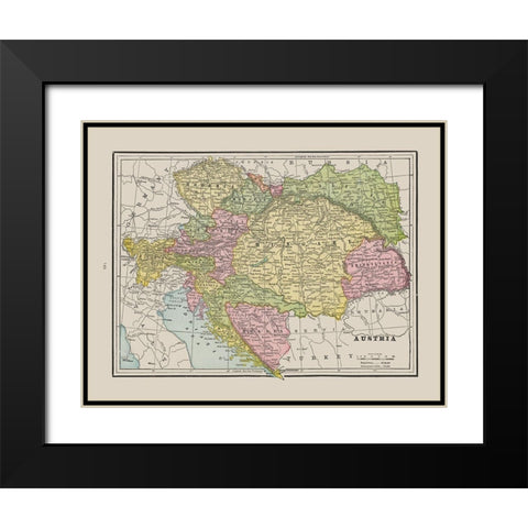 Austria - Cram 1892 Black Modern Wood Framed Art Print with Double Matting by Cram