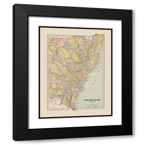 New South Wales Australia - Cram 1892 Black Modern Wood Framed Art Print with Double Matting by Cram