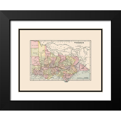 Victoria Australia - Cram 1892 Black Modern Wood Framed Art Print with Double Matting by Cram