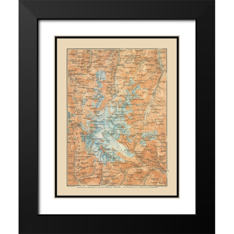 Glockner Barenkopf Region Austria - Baedeker 1910 Black Modern Wood Framed Art Print with Double Matting by Baedeker