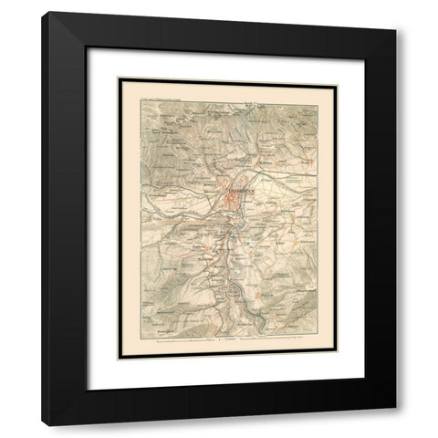 Innsbruck Region Austria - Baedeker 1910 Black Modern Wood Framed Art Print with Double Matting by Baedeker