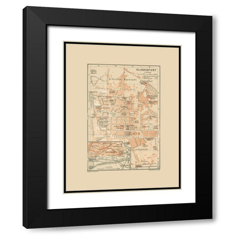 Klagenfurt Austria - Baedeker 1910 Black Modern Wood Framed Art Print with Double Matting by Baedeker