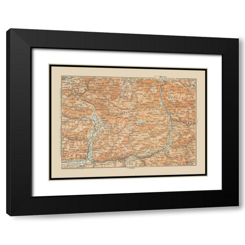 Mitter Pinzgau Region Austria - Baedeker 1910 Black Modern Wood Framed Art Print with Double Matting by Baedeker