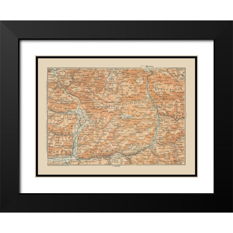 Mitter Pinzgau Region Austria - Baedeker 1910 Black Modern Wood Framed Art Print with Double Matting by Baedeker