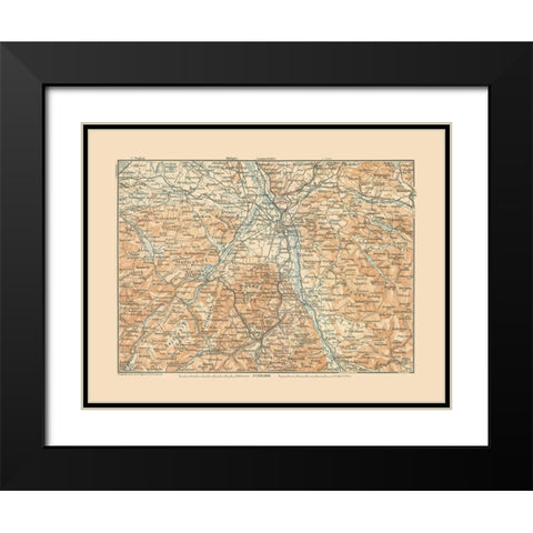 Salzburg Region Austria - Baedeker 1910 Black Modern Wood Framed Art Print with Double Matting by Baedeker