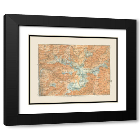 Western Austria Region - Baedeker 1910 Black Modern Wood Framed Art Print with Double Matting by Baedeker