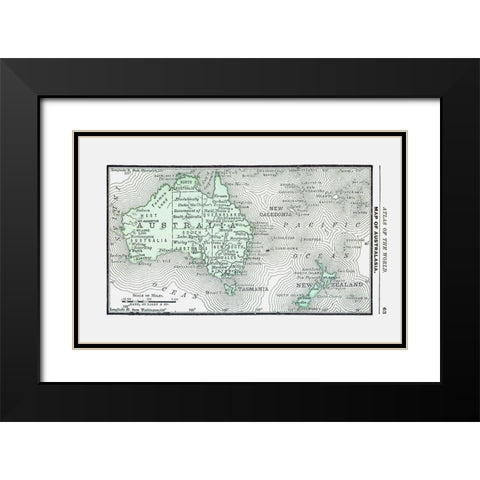 Australia New Zealand - Rand McNally 1886 Black Modern Wood Framed Art Print with Double Matting by Rand McNally