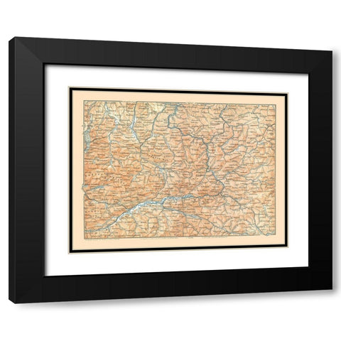 Upper Austria - Baedeker 1896 Black Modern Wood Framed Art Print with Double Matting by Baedeker