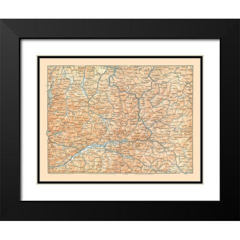 Upper Austria - Baedeker 1896 Black Modern Wood Framed Art Print with Double Matting by Baedeker
