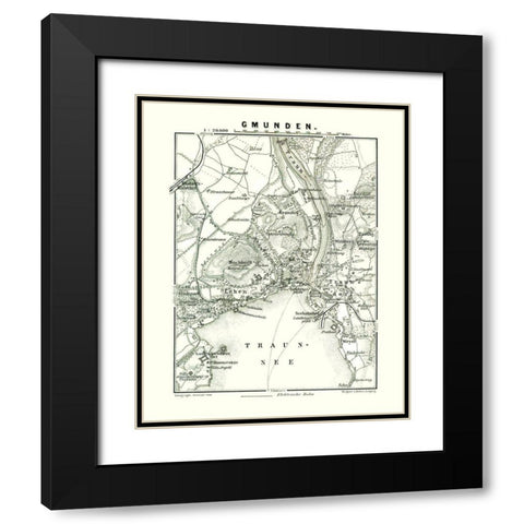 Gmunden Austria - Baedeker 1896 Black Modern Wood Framed Art Print with Double Matting by Baedeker