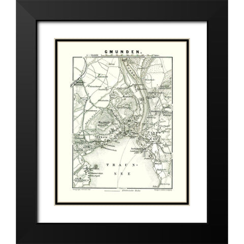 Gmunden Austria - Baedeker 1896 Black Modern Wood Framed Art Print with Double Matting by Baedeker