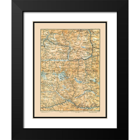 Central Austria - Baedeker 1896 Black Modern Wood Framed Art Print with Double Matting by Baedeker