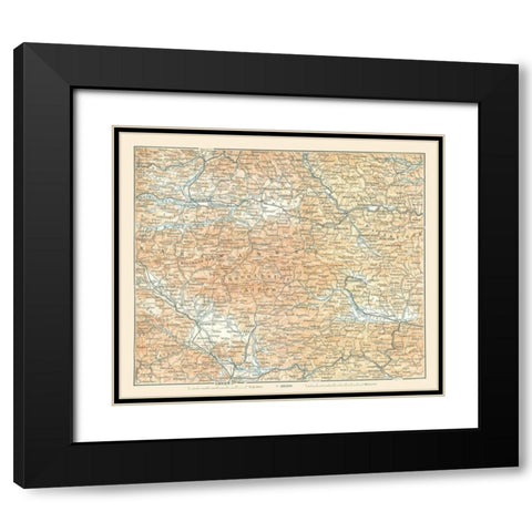 Karawanken Region Austria - Baedeker 1896 Black Modern Wood Framed Art Print with Double Matting by Baedeker