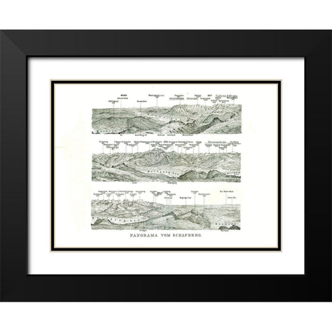 Schafberg Panorama Austria - Baedeker 1896 Black Modern Wood Framed Art Print with Double Matting by Baedeker