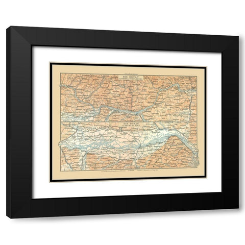 Danube River Austria - Baedeker 1896 Black Modern Wood Framed Art Print with Double Matting by Baedeker