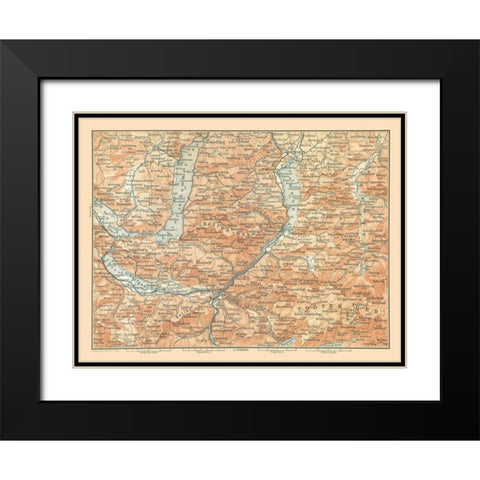 North Austria - Baedeker 1896 Black Modern Wood Framed Art Print with Double Matting by Baedeker