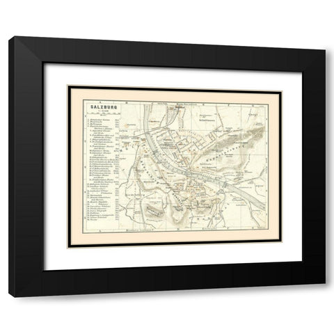 Salzburg Austria - Baedeker 1896 Black Modern Wood Framed Art Print with Double Matting by Baedeker