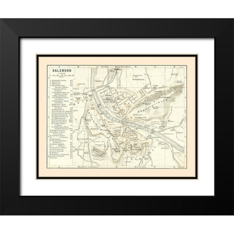 Salzburg Austria - Baedeker 1896 Black Modern Wood Framed Art Print with Double Matting by Baedeker