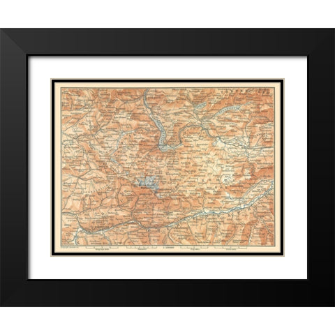 Mountains Central Austria - Baedeker 1896 Black Modern Wood Framed Art Print with Double Matting by Baedeker