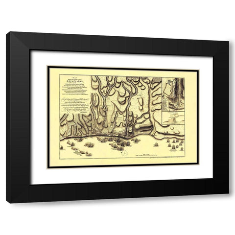 Attack Basseterre on Island Guadeloupe France Black Modern Wood Framed Art Print with Double Matting by Jefferys