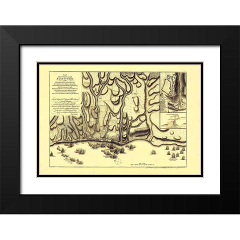 Attack Basseterre on Island Guadeloupe France Black Modern Wood Framed Art Print with Double Matting by Jefferys