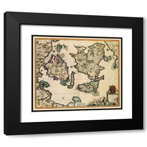 Baltic Isles Denmark - De Wit 1680 Black Modern Wood Framed Art Print with Double Matting by De Wit