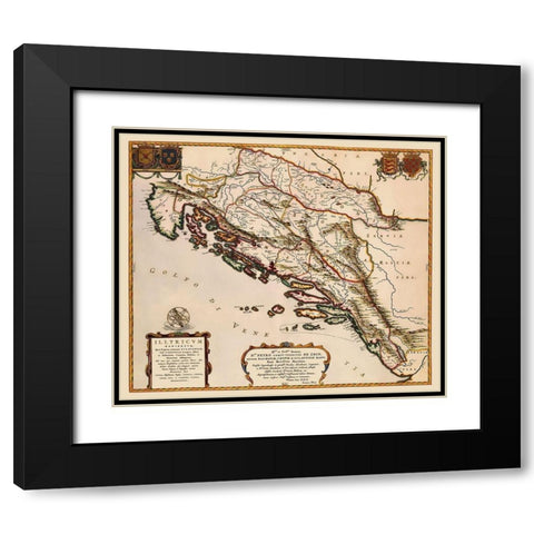 Balkan Peninsula Eastern Europe - Blaeu 1663 Black Modern Wood Framed Art Print with Double Matting by Blaeu