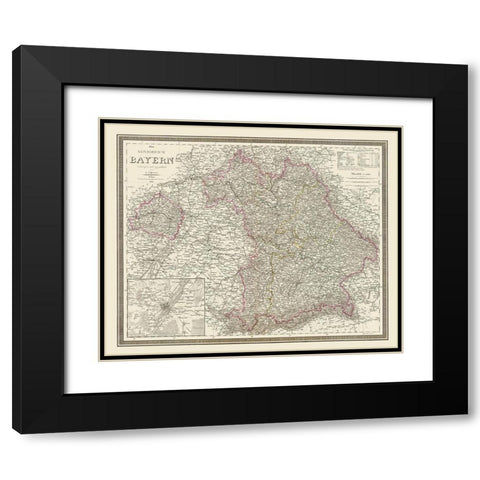Bavaria Region Germany - Weiland 1856 Black Modern Wood Framed Art Print with Double Matting by Weiland