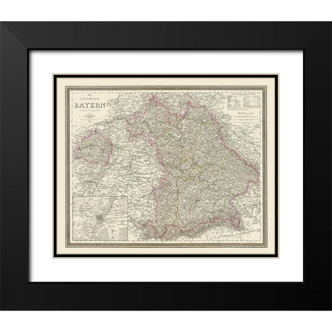 Bavaria Region Germany - Weiland 1856 Black Modern Wood Framed Art Print with Double Matting by Weiland