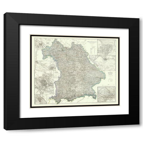 Bavaria Regensburg Regions Germany - Radefeld 1860 Black Modern Wood Framed Art Print with Double Matting by Radefeld