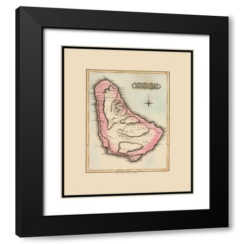 Barbados - Lucas 1823 Black Modern Wood Framed Art Print with Double Matting by Lucas