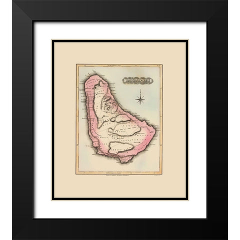 Barbados - Lucas 1823 Black Modern Wood Framed Art Print with Double Matting by Lucas
