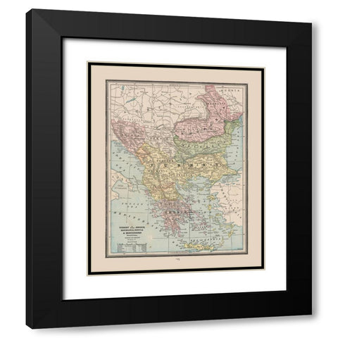 Turkey Greece Romania Serbia - Cram 1888 Black Modern Wood Framed Art Print with Double Matting by Cram