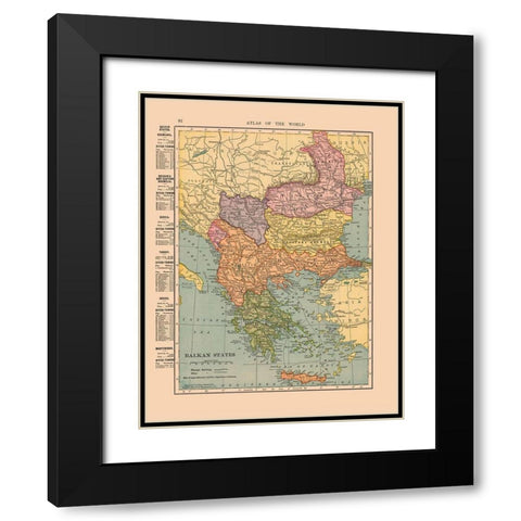 Balkan States Europe - Hammond 1910 Black Modern Wood Framed Art Print with Double Matting by Hammond