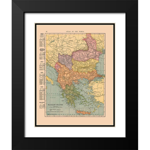 Balkan States Europe - Hammond 1910 Black Modern Wood Framed Art Print with Double Matting by Hammond