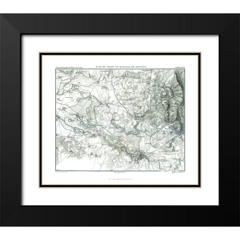 Battle of Bautzen Field Plan - Thiers 1866 Black Modern Wood Framed Art Print with Double Matting by Unknown