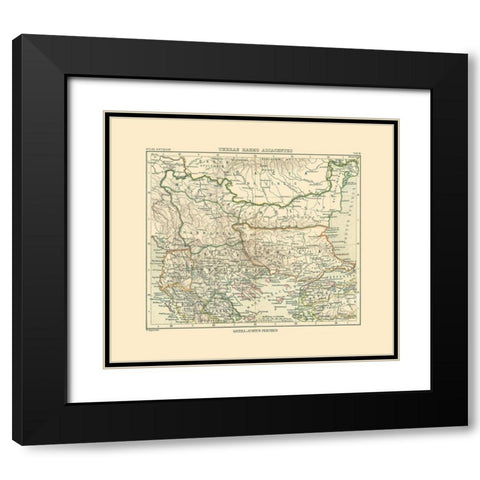 Macedonia Thracia Dardania Paeonia - Perthes 1896 Black Modern Wood Framed Art Print with Double Matting by Perthes