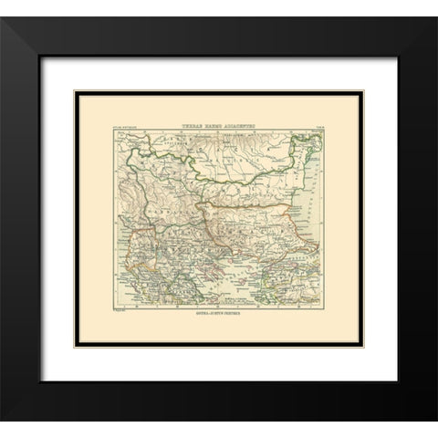 Macedonia Thracia Dardania Paeonia - Perthes 1896 Black Modern Wood Framed Art Print with Double Matting by Perthes