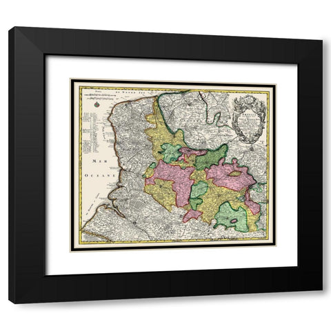 Artesia Belgium Benelux - Blaeu 1740 Black Modern Wood Framed Art Print with Double Matting by Blaeu