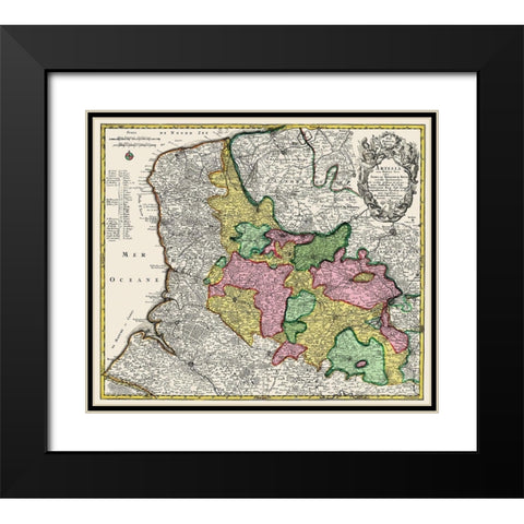 Artesia Belgium Benelux - Blaeu 1740 Black Modern Wood Framed Art Print with Double Matting by Blaeu