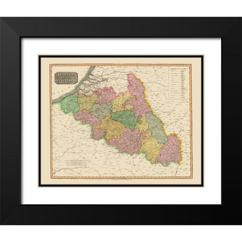 Benelux Belgium Netherlands - Thomson 1815 Black Modern Wood Framed Art Print with Double Matting by Thomson