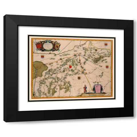 Bentheim Steinfurt Districts Germany - Blaeu 1635 Black Modern Wood Framed Art Print with Double Matting by Blaeu