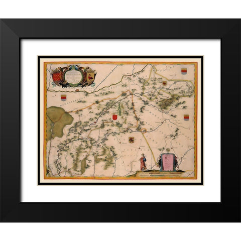 Bentheim Steinfurt Districts Germany - Blaeu 1635 Black Modern Wood Framed Art Print with Double Matting by Blaeu